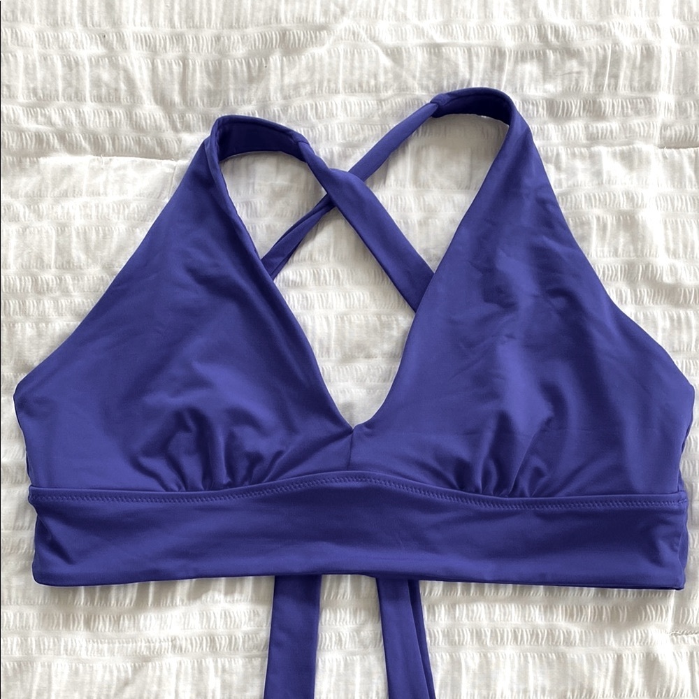 Athleta Blue Bikini Top with Cross-Back Design
